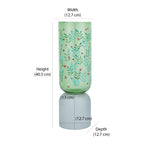 Hand-painted Dual Arch Leaf Design Large Glass Vase- Green