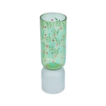 Hand-painted Dual Arch Leaf Design Large Glass Vase- Green
