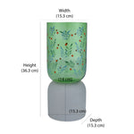 Hand-painted Dual Arch Leaf Design Small Glass Vase- Green