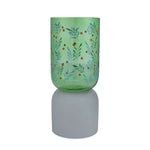 Hand-painted Dual Arch Leaf Design Small Glass Vase- Green