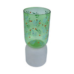 Hand-painted Dual Arch Leaf Design Small Glass Vase- Green
