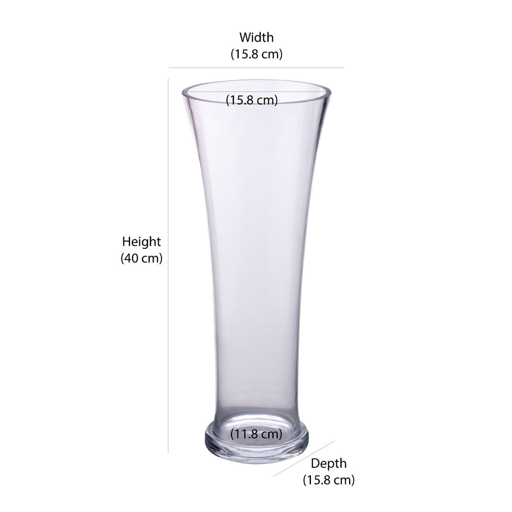 Decorative Squeezed Glass Vase Large- Transparent