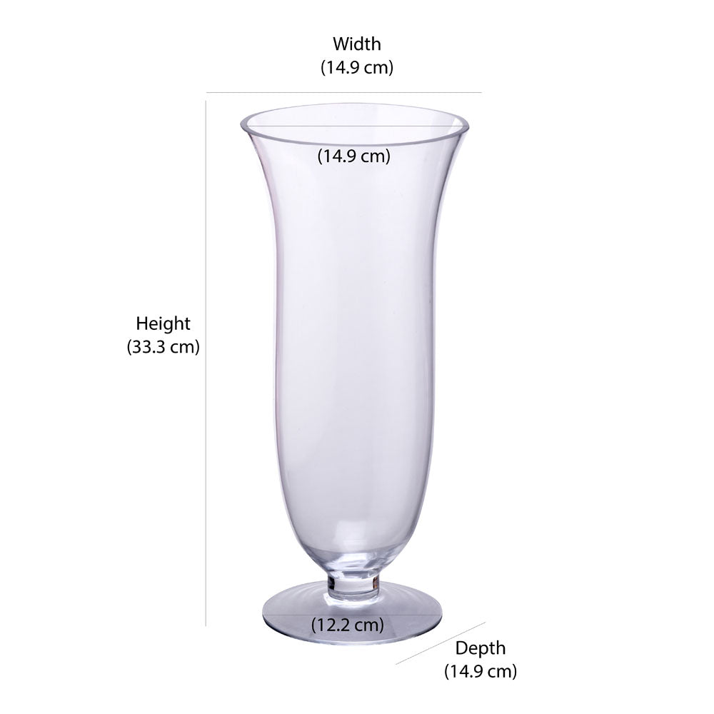 Decorative Hurricane Glass Vase Large- Transparent