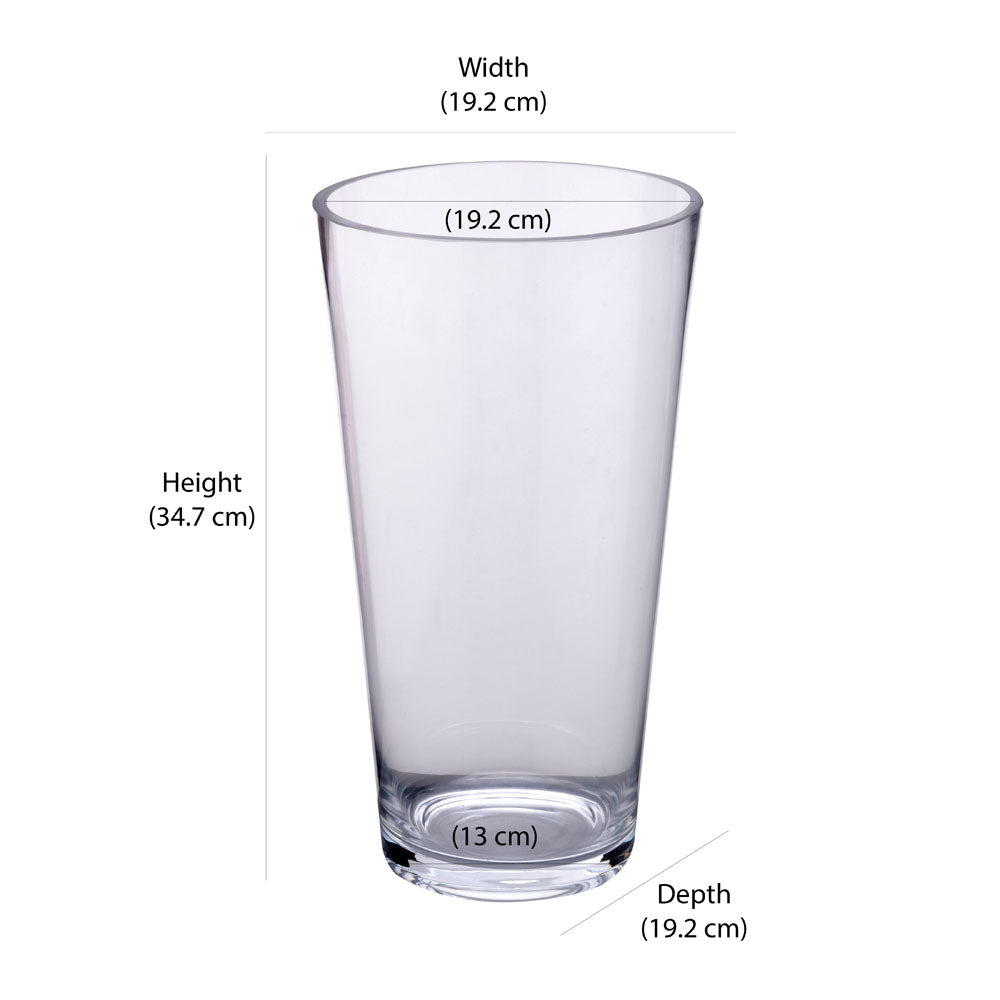 Decorative Tapered Glass Vase Small- Transparent