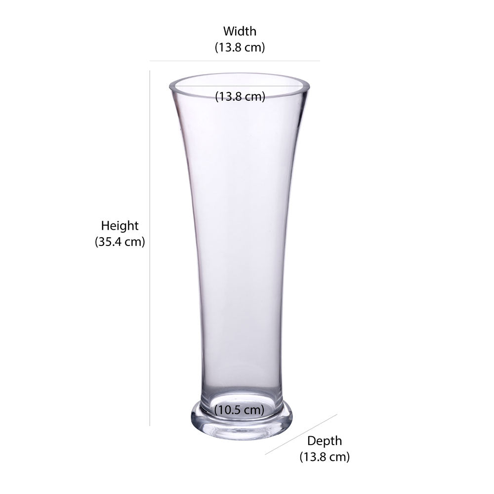 Decorative Squeezed Glass Vase Small- Transparent