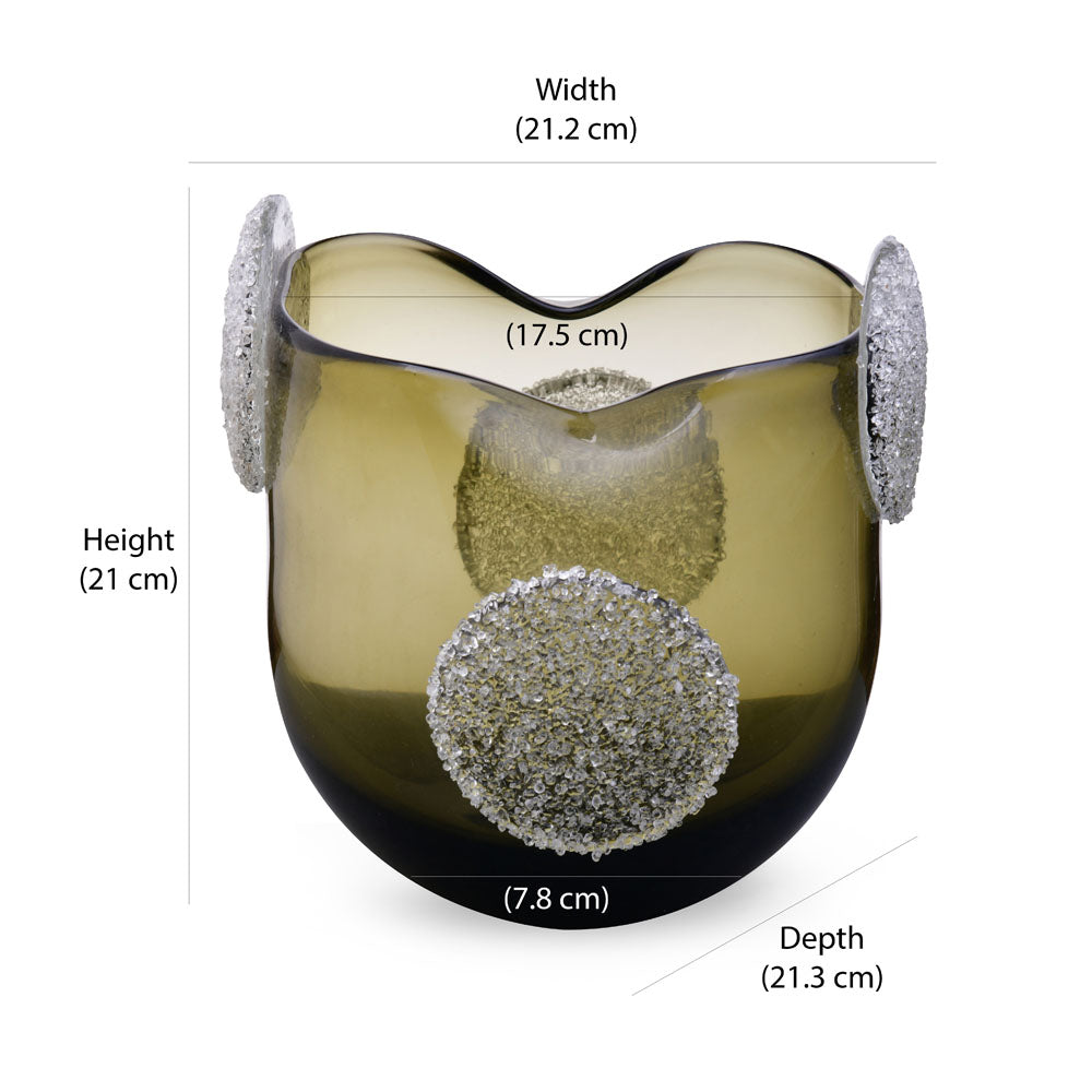 Decorative Vase With Ear Crystal Texture Small- Green