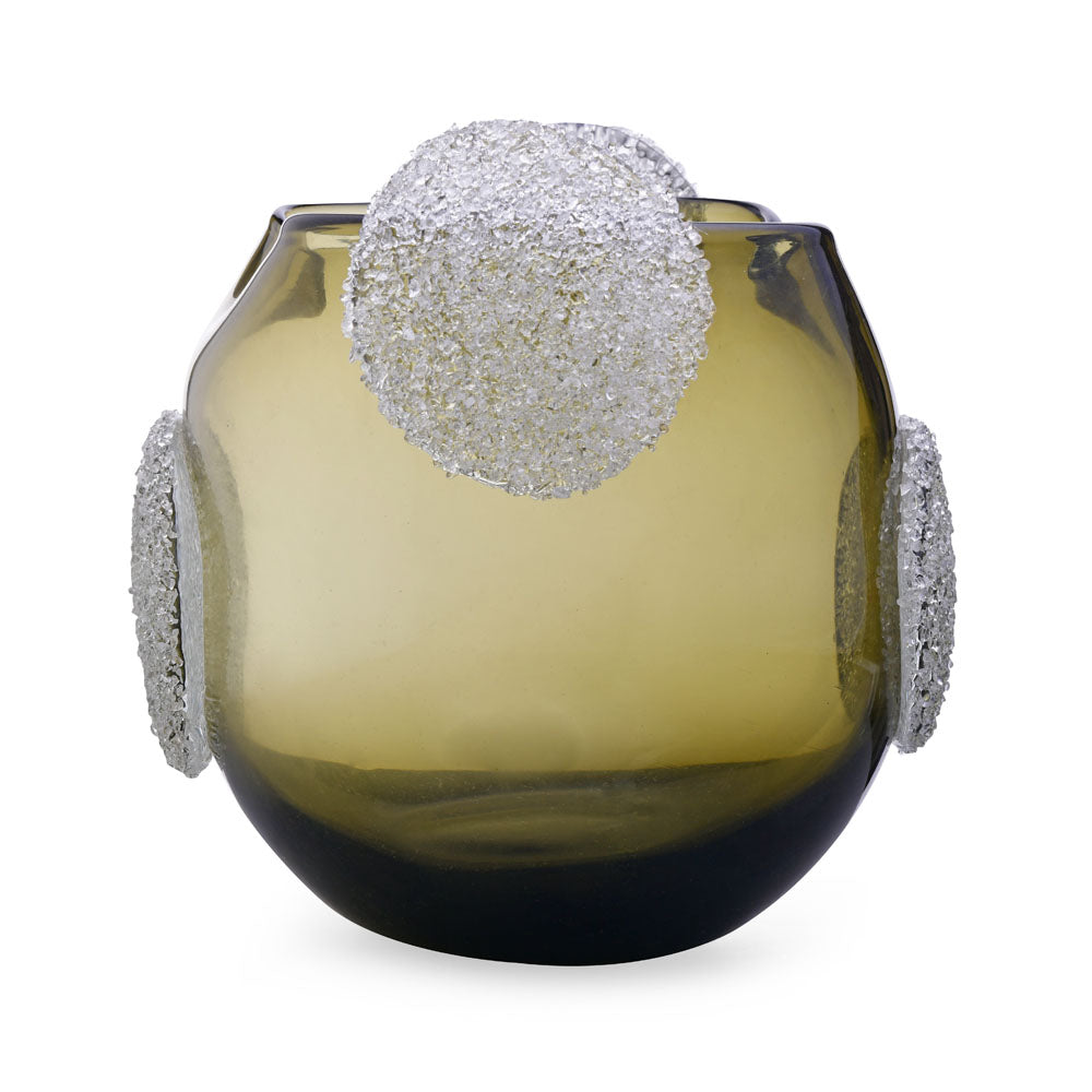 Decorative Vase With Ear Crystal Texture Small- Green