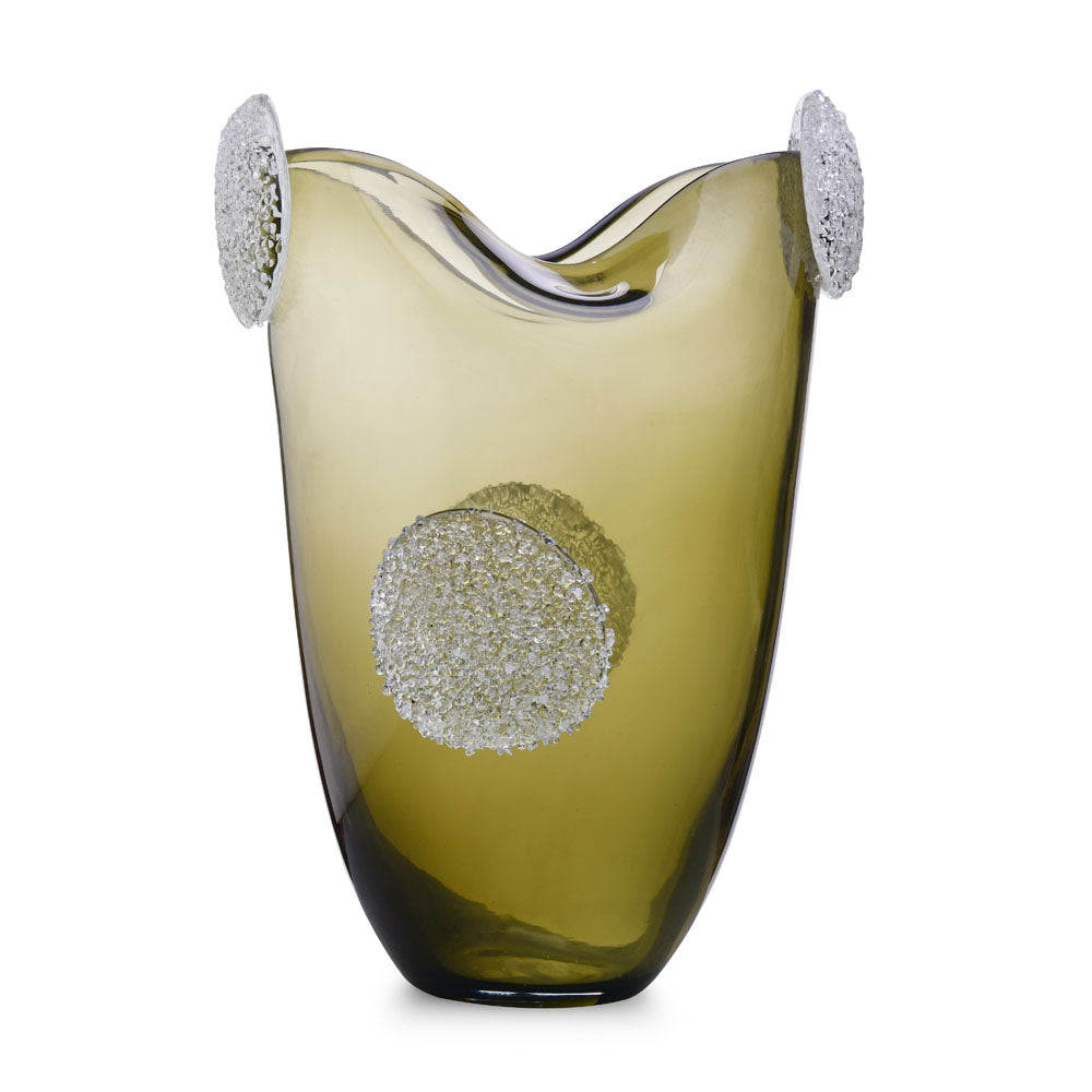 Decorative Vase With Ear Crystal Texture Large- Green