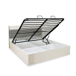 Nix Wooden King Bed with Hydraulic Storage- Beige