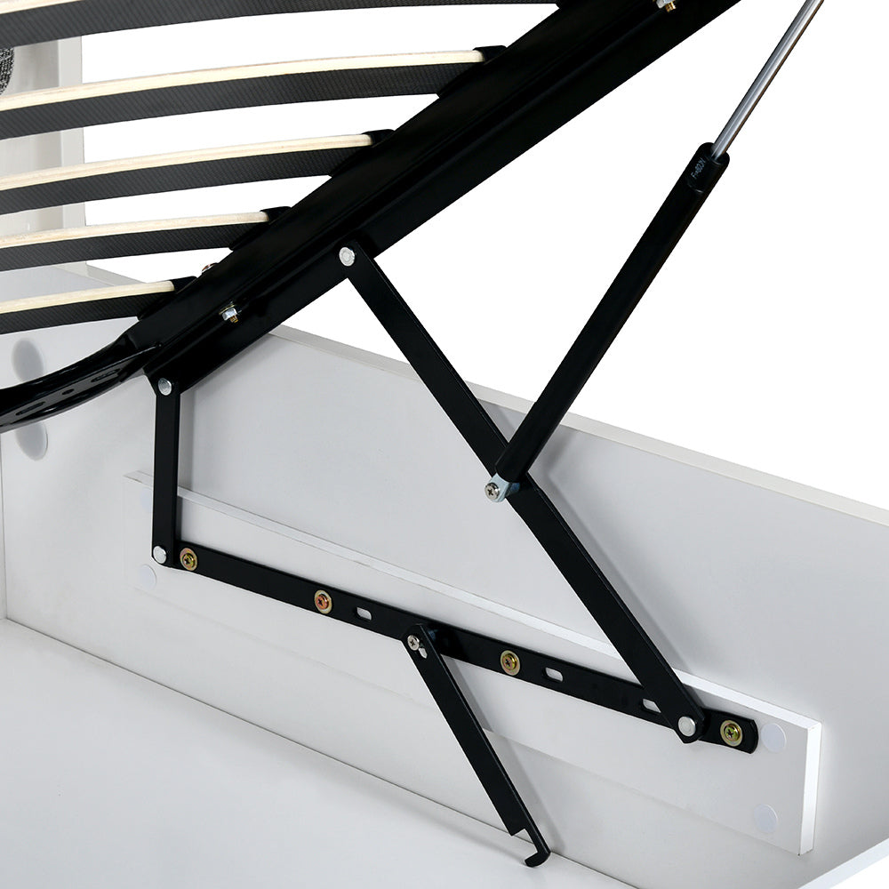 Nix Wooden Queen Bed with Hydraulic Storage- Beige