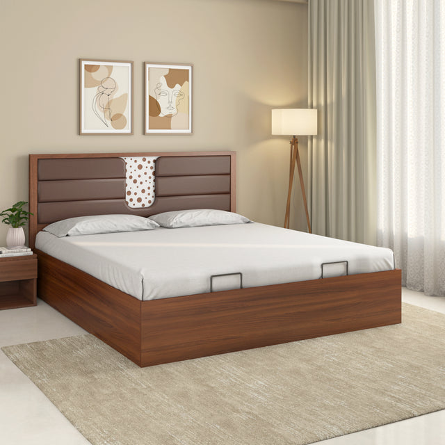 Nilkamal Noir Prime Bed With Semi Hydraulic Storage (Walnut)
