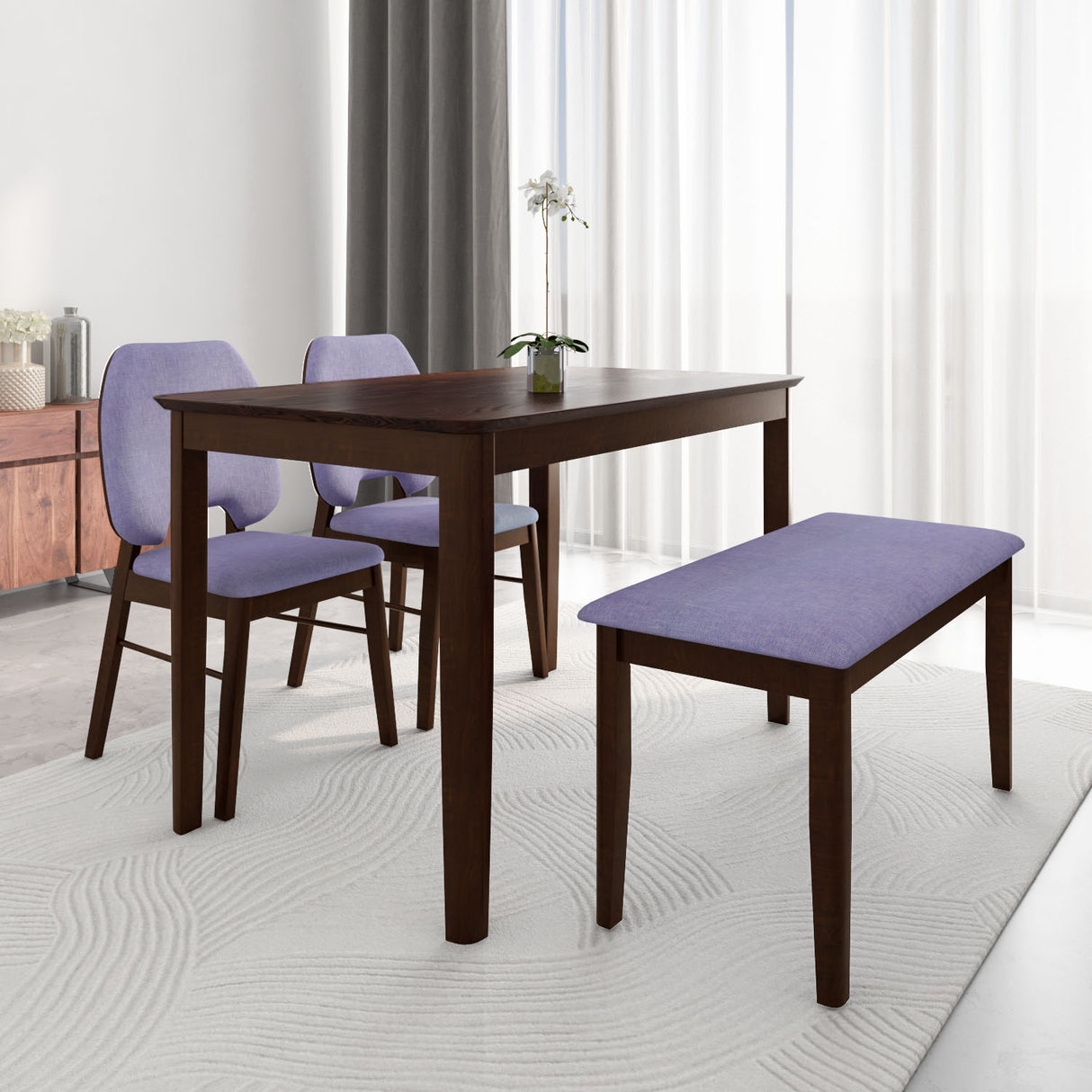 Nilkamal Orval 1 2 Bench Dining Set Rio Brown