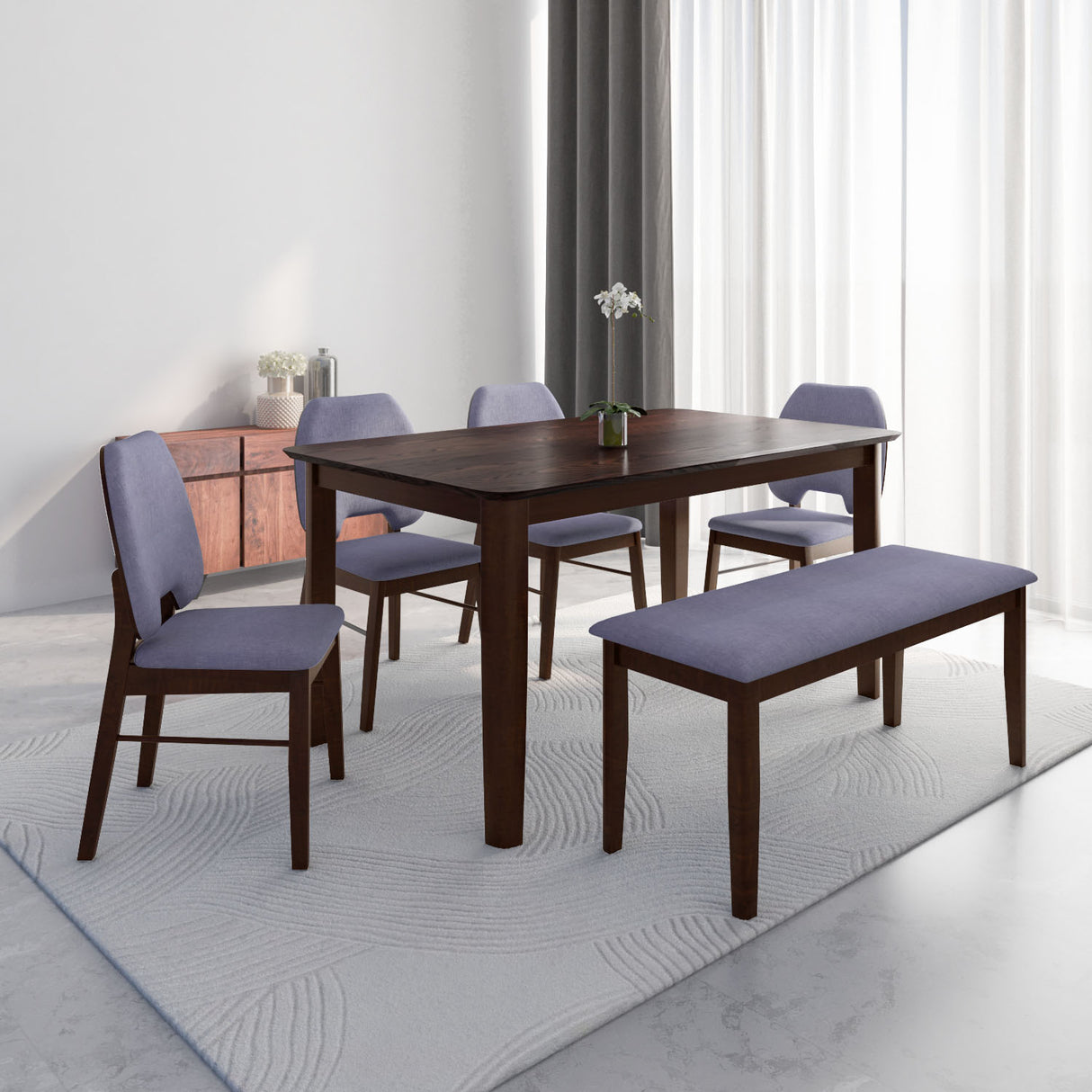 Nilkamal Orval 1 4 Bench Dining Set Rio Brown