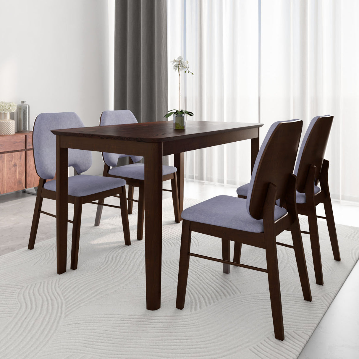 Orval 4 Seater Dining Set (Rio Brown) – Table with Chairs