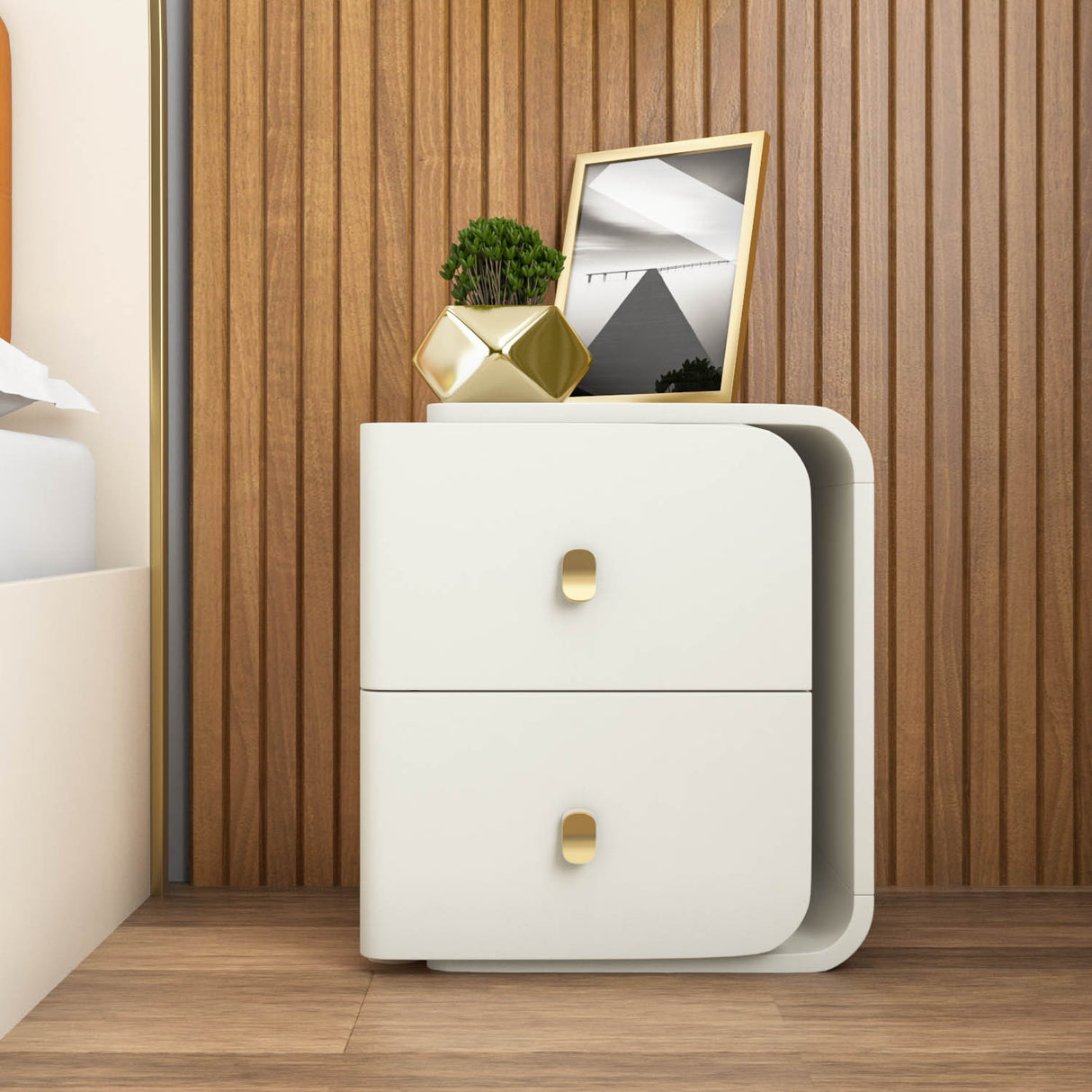 Nilkamal Phoenix Engineered Wood Night Stand Right Side Beige