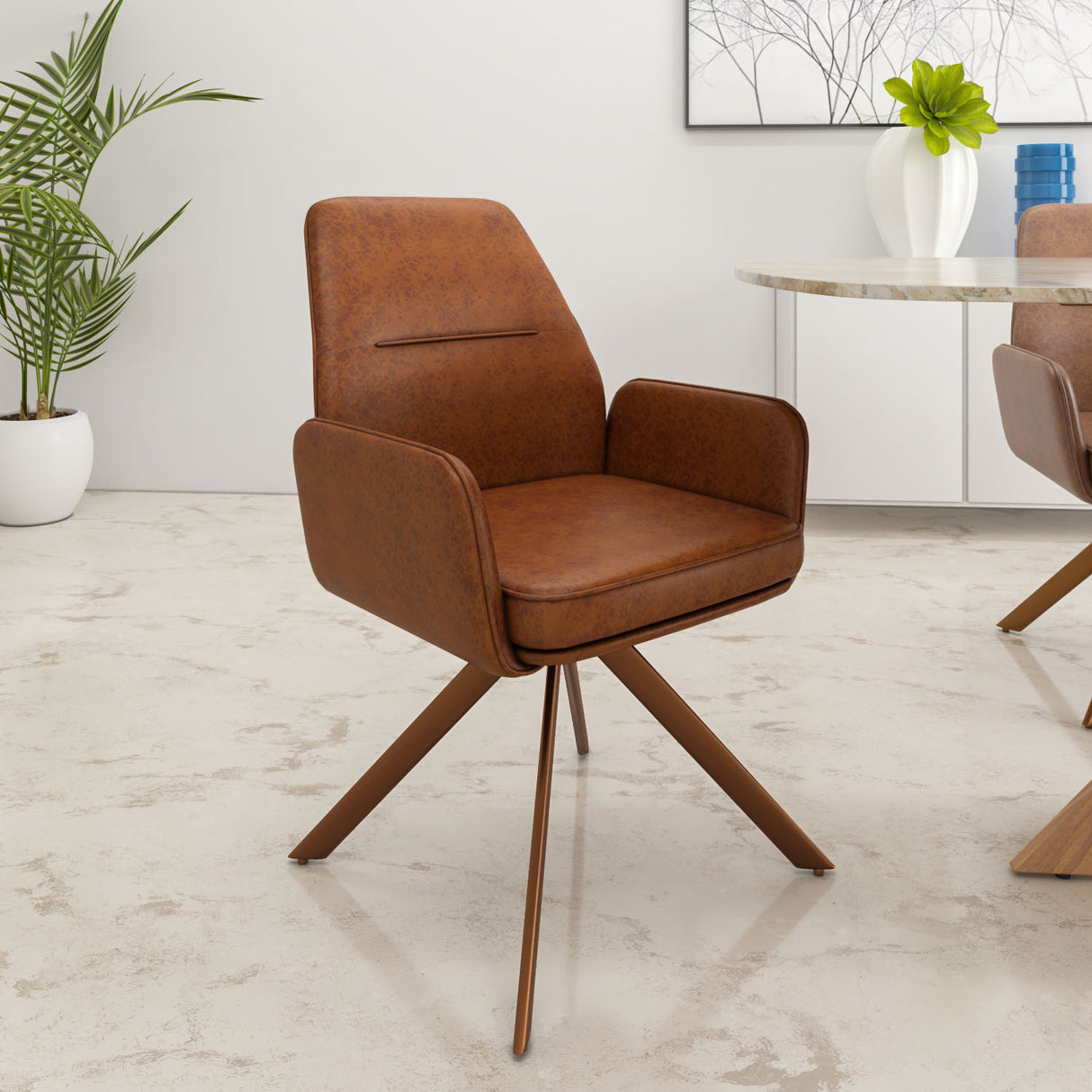 Nilkamal Polaris Auto Return Swivel Dining Chair Brown