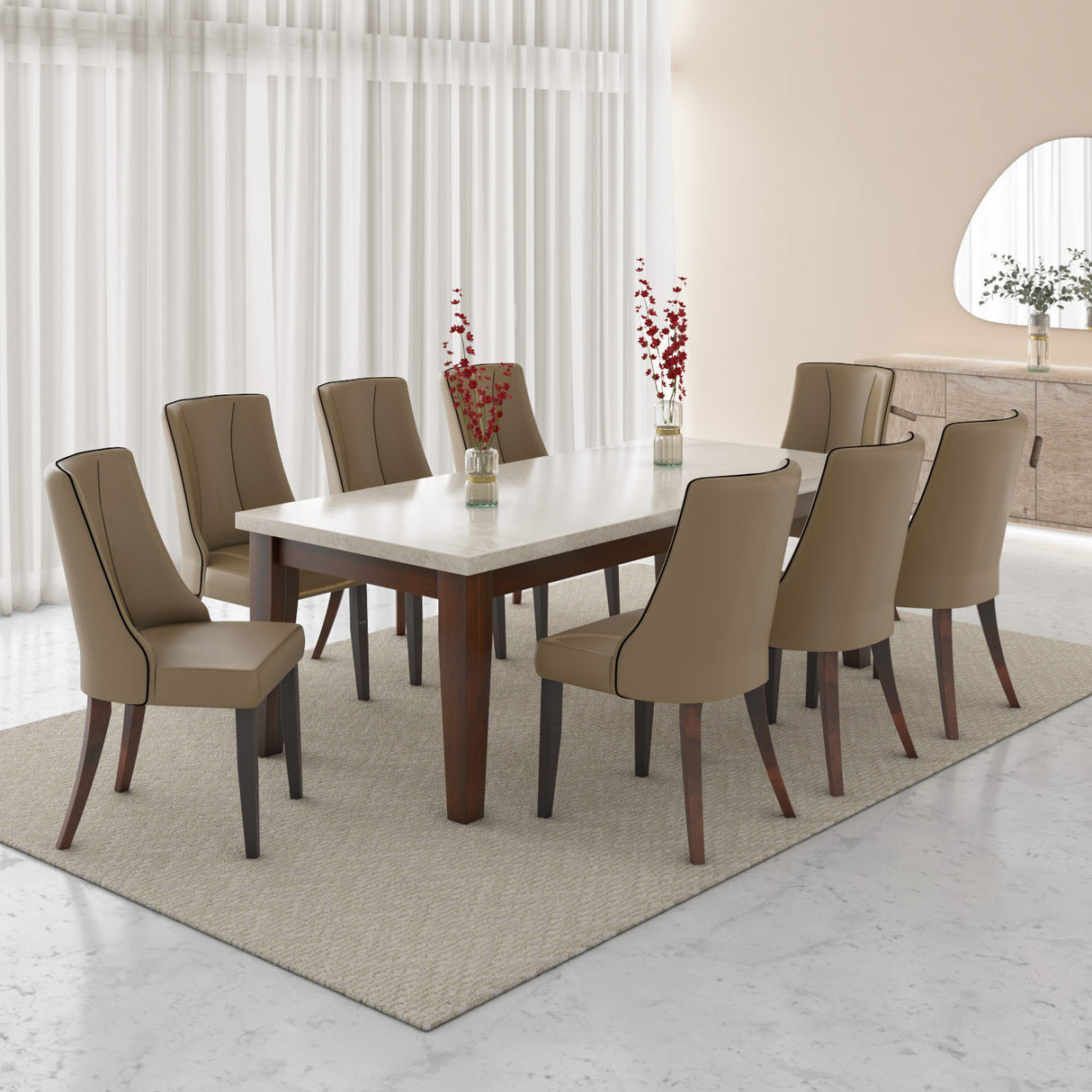 Prince 8 Seater Dining Set - Walnut Brown