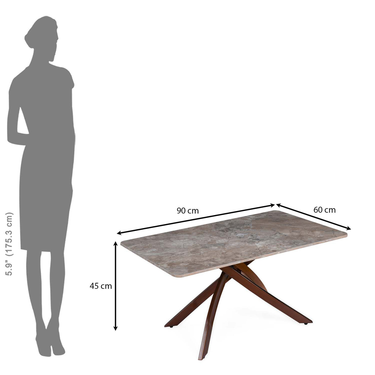 Polaris Ceramic Top Center Table- Brown