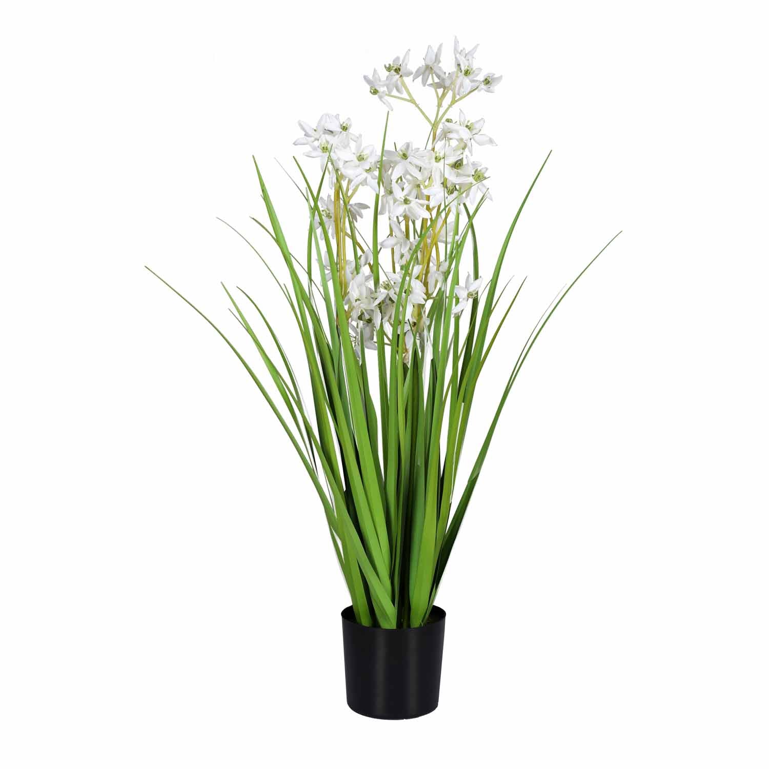 Allium Grass Artificial Plant with Pot (White)