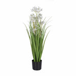 Allium Grass Artificial Plant with Pot (White)