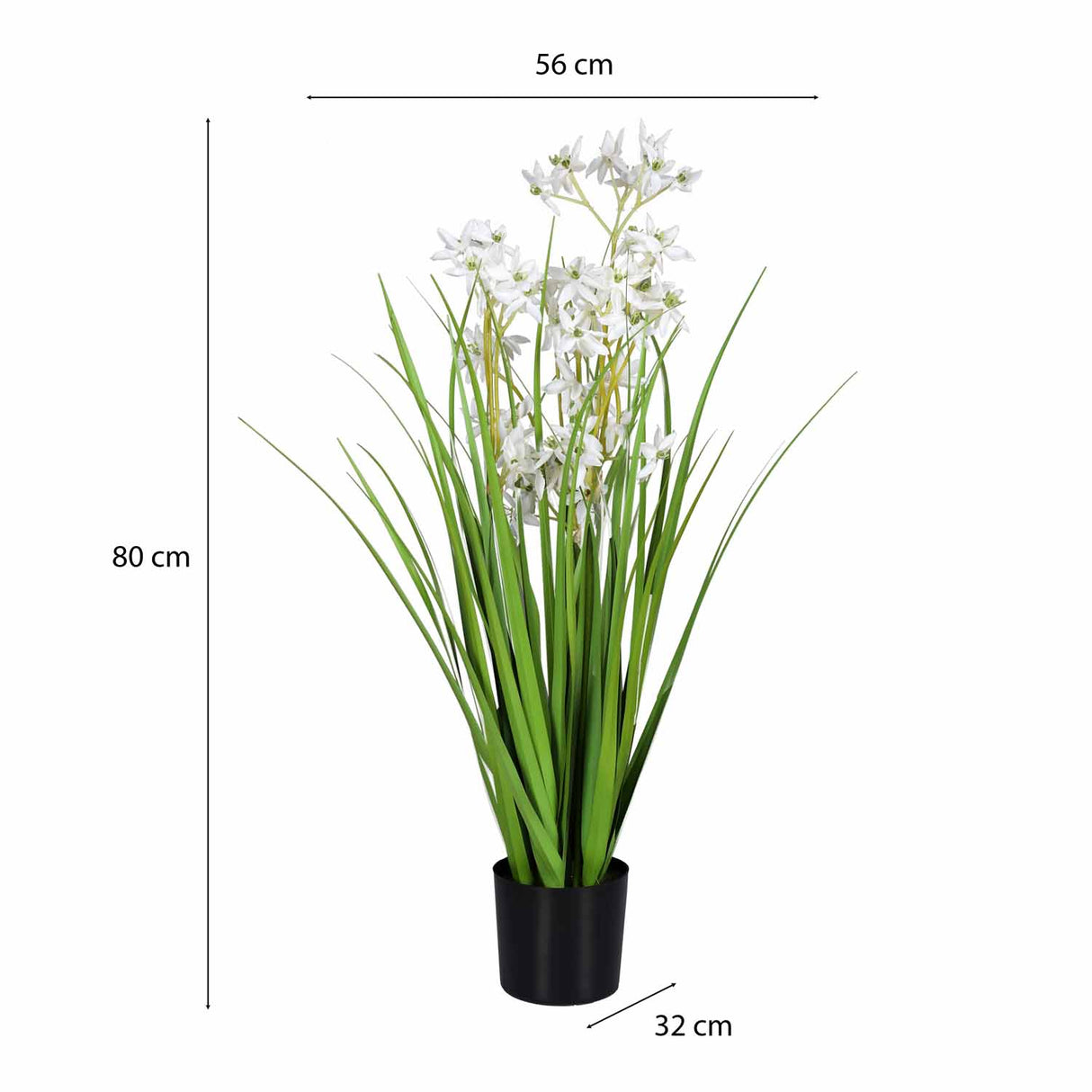 Allium Grass Artificial Plant with Pot (White)