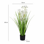 Allium Grass Artificial Plant with Pot (White)