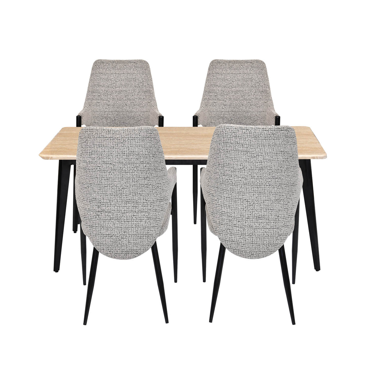 4 Seater Trava Marble Dining Set with Quado Base and Tierra Chairs- Travertine