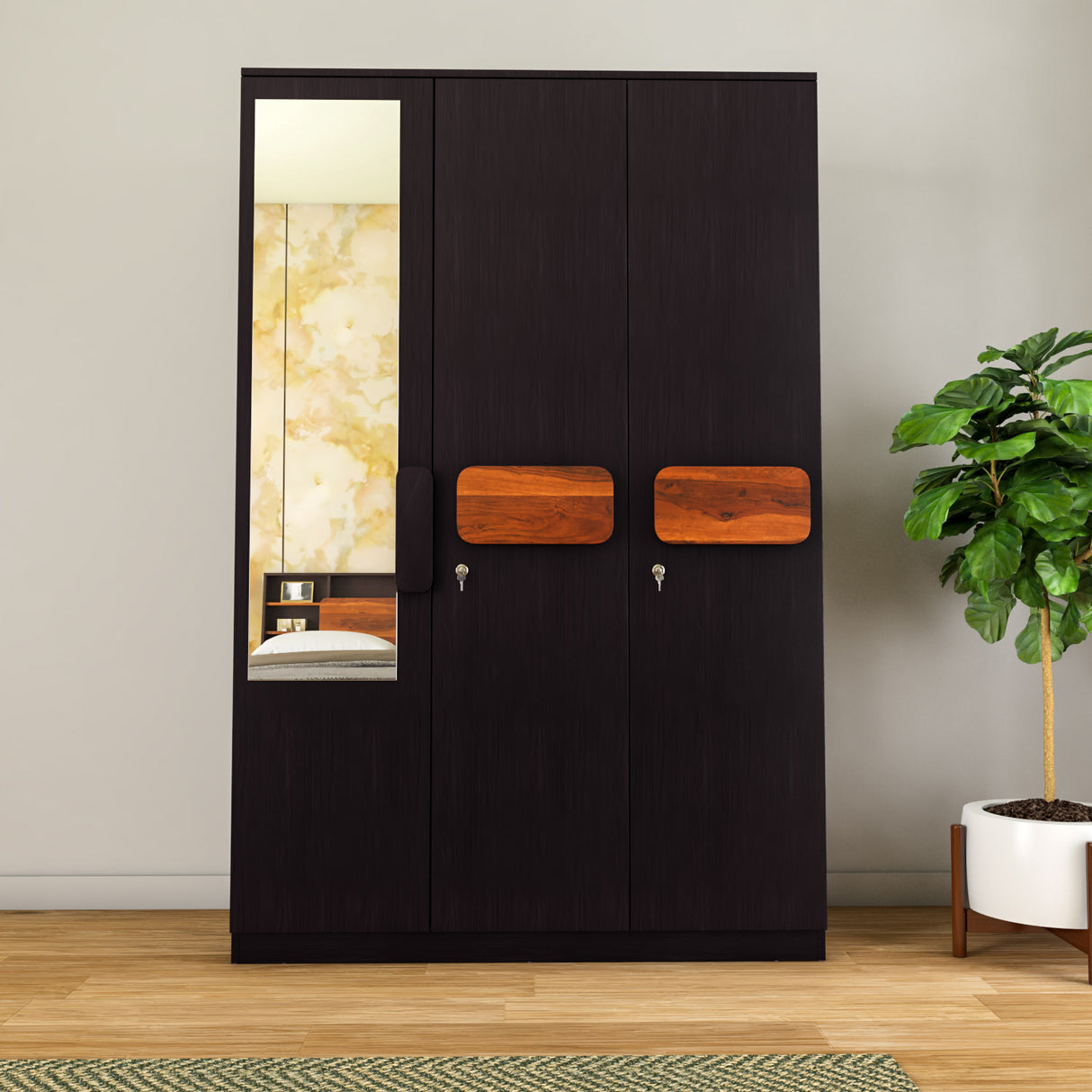 Raven Wooden 3 Door Wardrobe - Wenge