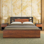 Raven Wooden Queen Bed with Box Storage- Wenge