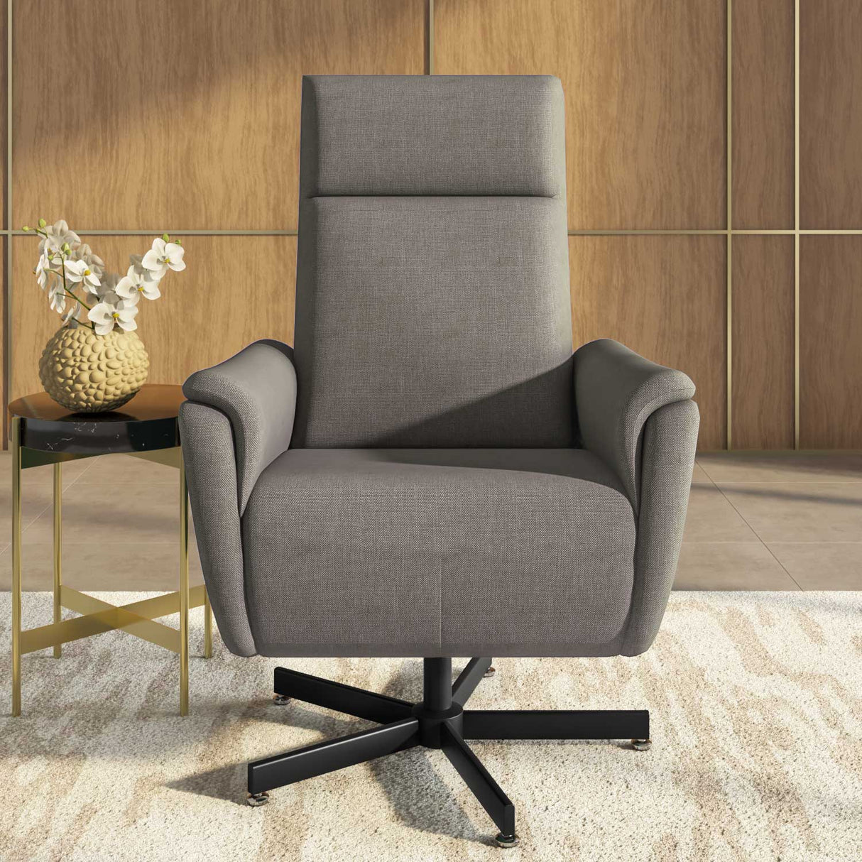 Regno 1 Seater 360-Degree Swivel Electric Recliner - Khaki
