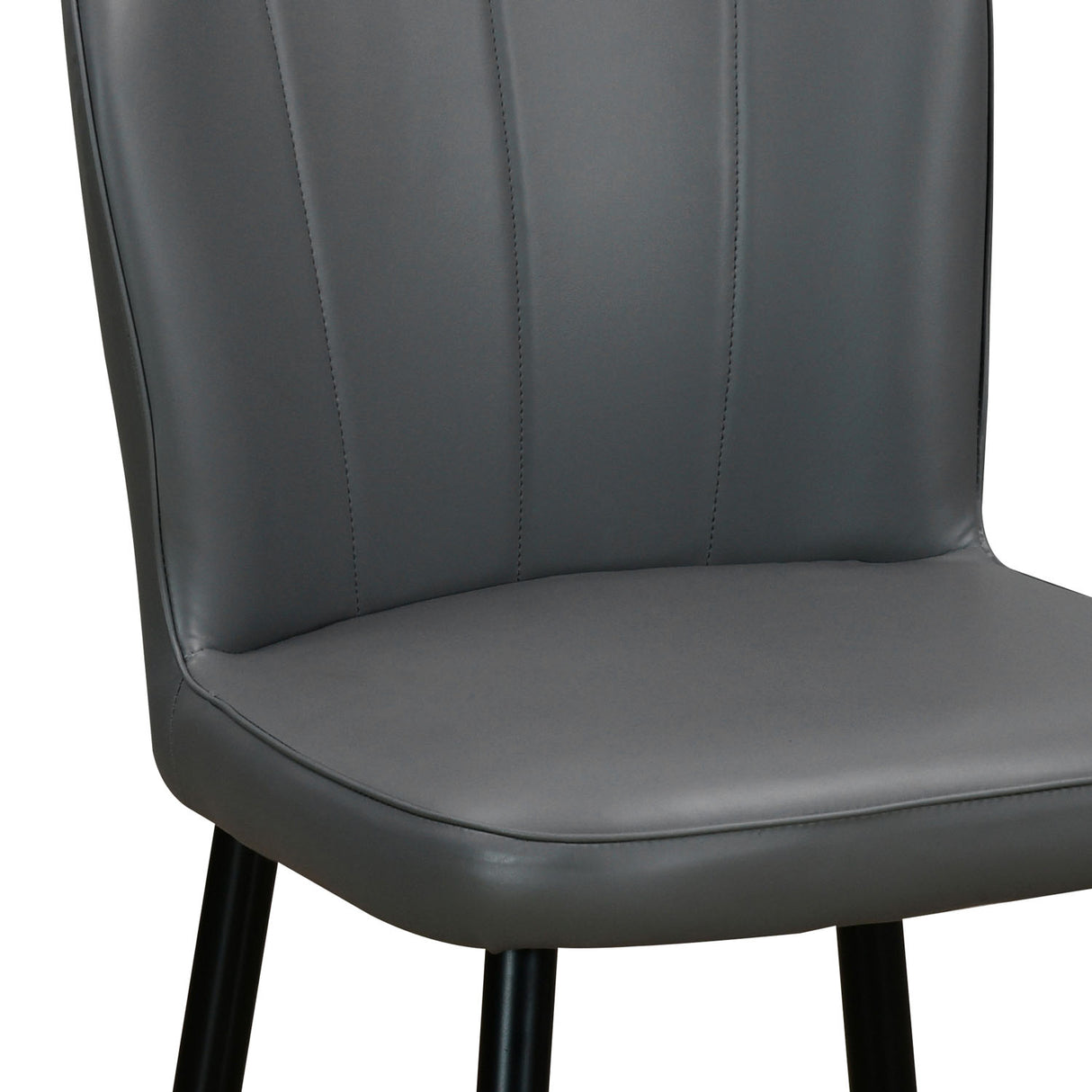 Rexton Grey dining chair with gold-tipped black legs zoomed view 2