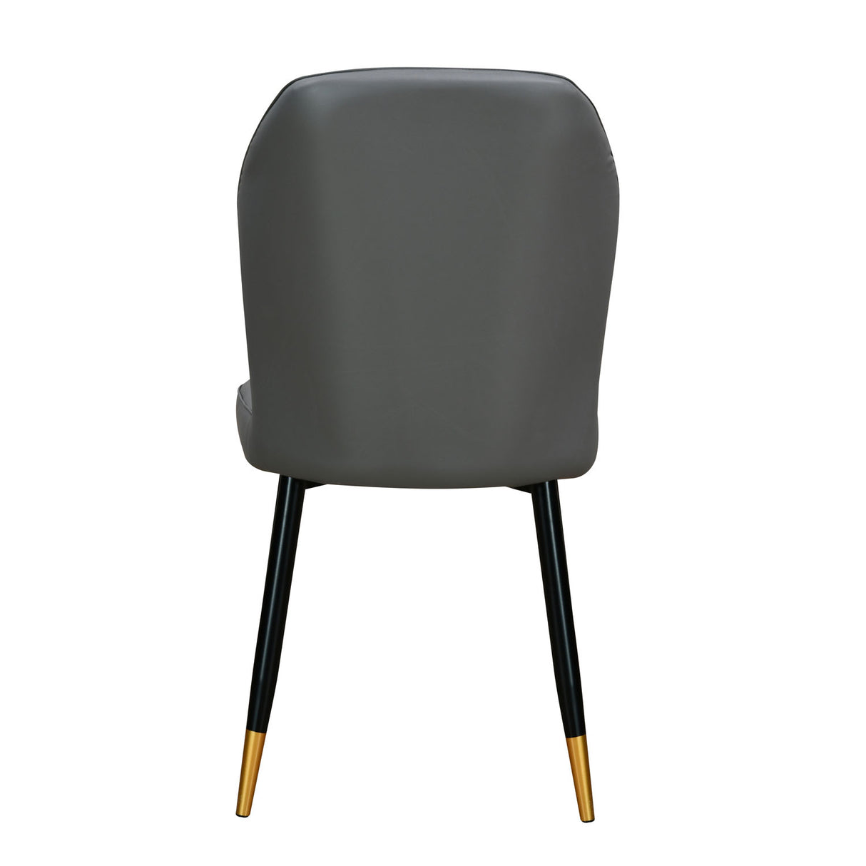 Rexton Grey dining chair with gold-tipped black legs back view 2