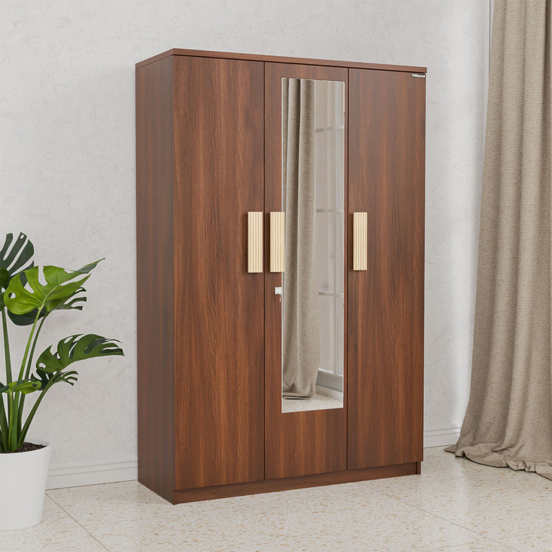 Rova 3 Door Wardrobe with Mirror (Walnut) - Main View