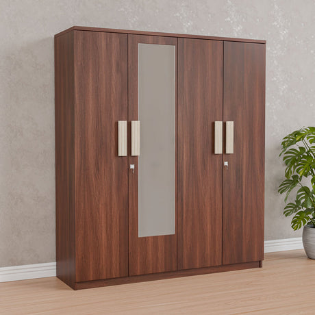 Nilkamal Homes - Rova 4 Door Wardrobe with Mirror Side Angle View