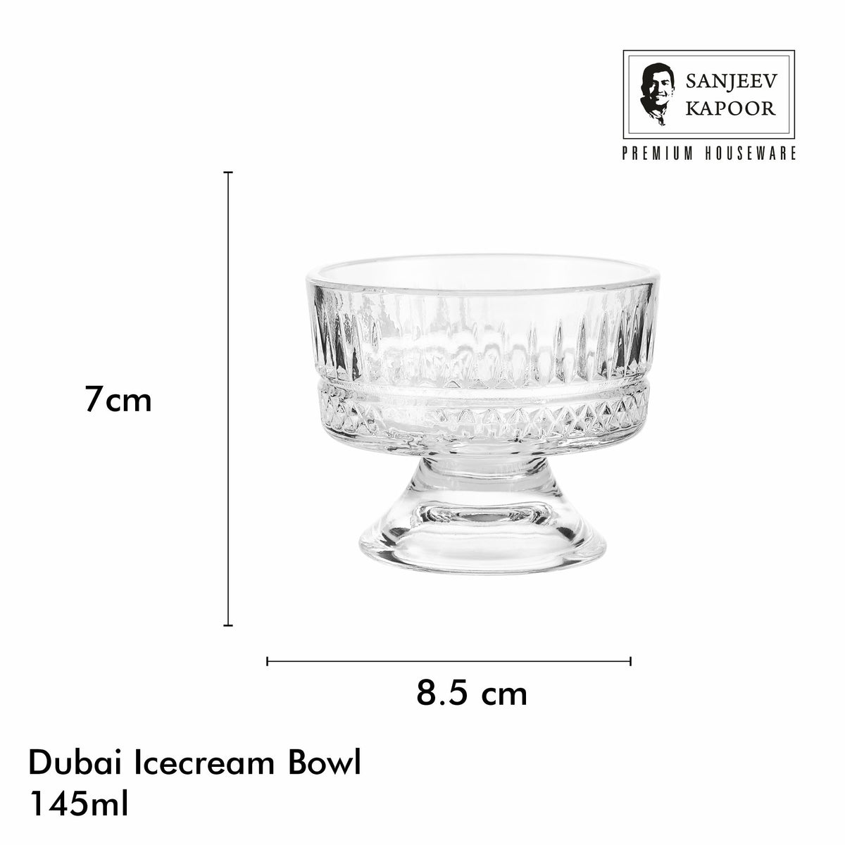 Sanjeev Kapoor Dubai Icecream Bowl Set of 6- 145 ml, Transparent