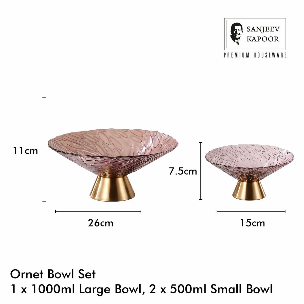 Sanjeev Kapoor Ornet Bowl Set of 3- Pink