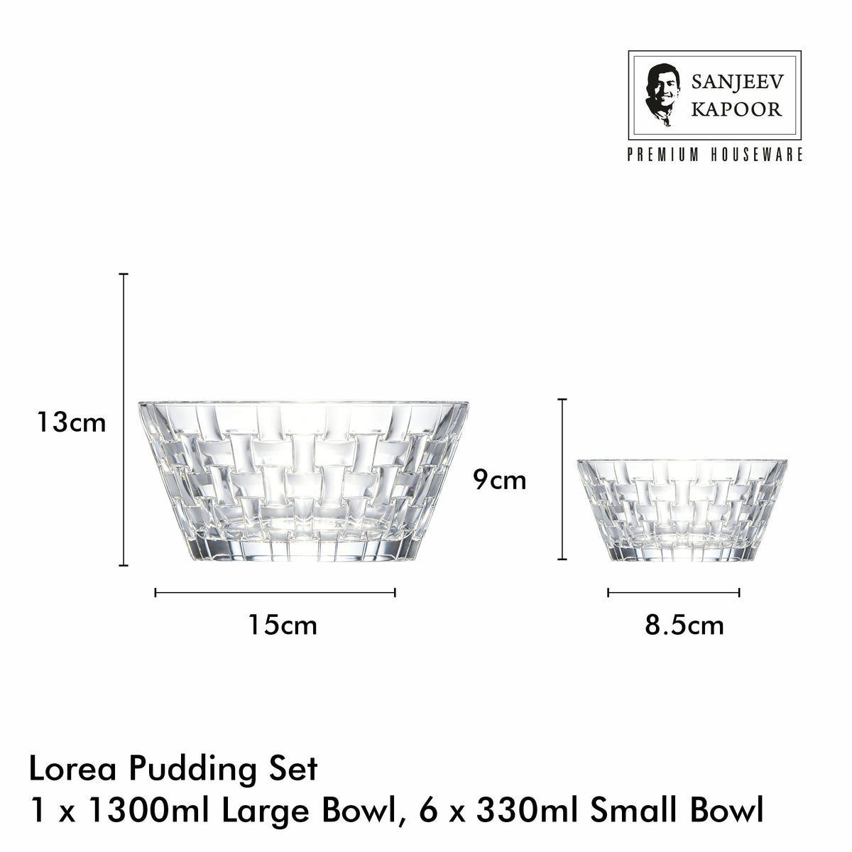 Sanjeev Kapoor Lorea Pudding Bowl Set of 7- Transparent
