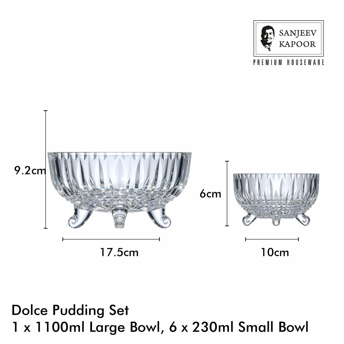Sanjeev Kapoor Dolce Pudding Bowl Set of 7- Transparent