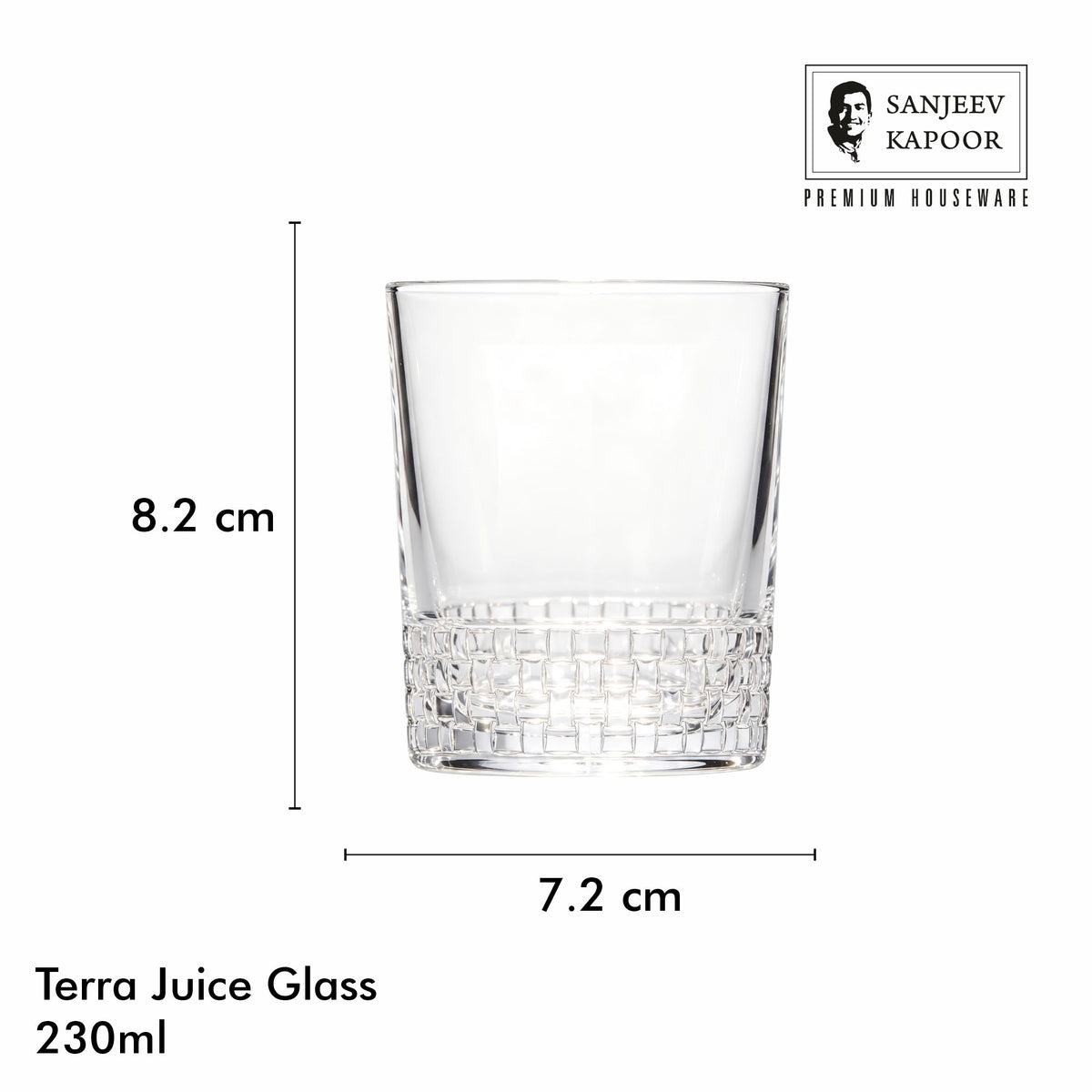 Sanjeev Kapoor Terra Juice Glasses Set of 6- 230 ml, Transparent