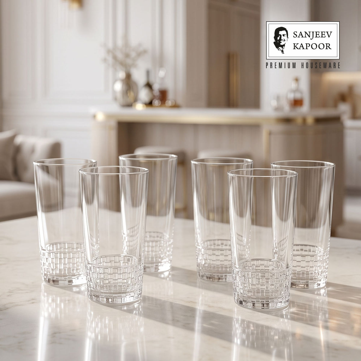 Sanjeev Kapoor Terra Water Glasses Set of 6- 290 ml, Transparent