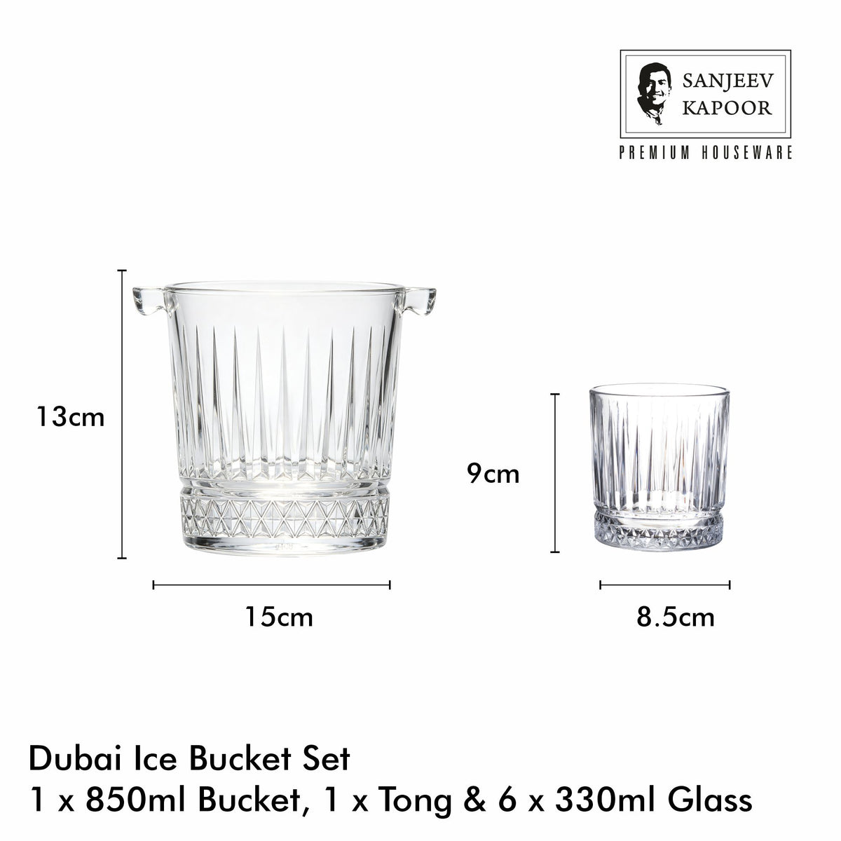 Sanjeev Kapoor Dubai Bar Set- 8 Pieces, Transparent