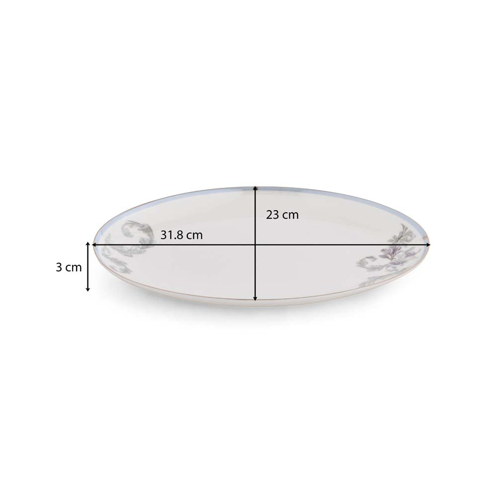 38 Pieces Leafora Porcelain Dinner Set- White and Blue