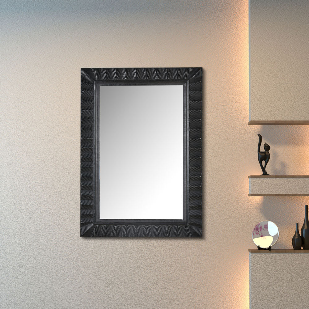 Nilkamal Decorative Lines Rectangular Mirror (Black)