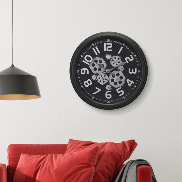 Nilkamal Numeric And Gear Design Analog Wall Clock Black