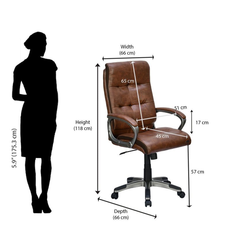 Veneto High Back Office Chair - Brown - Size In Centimeter