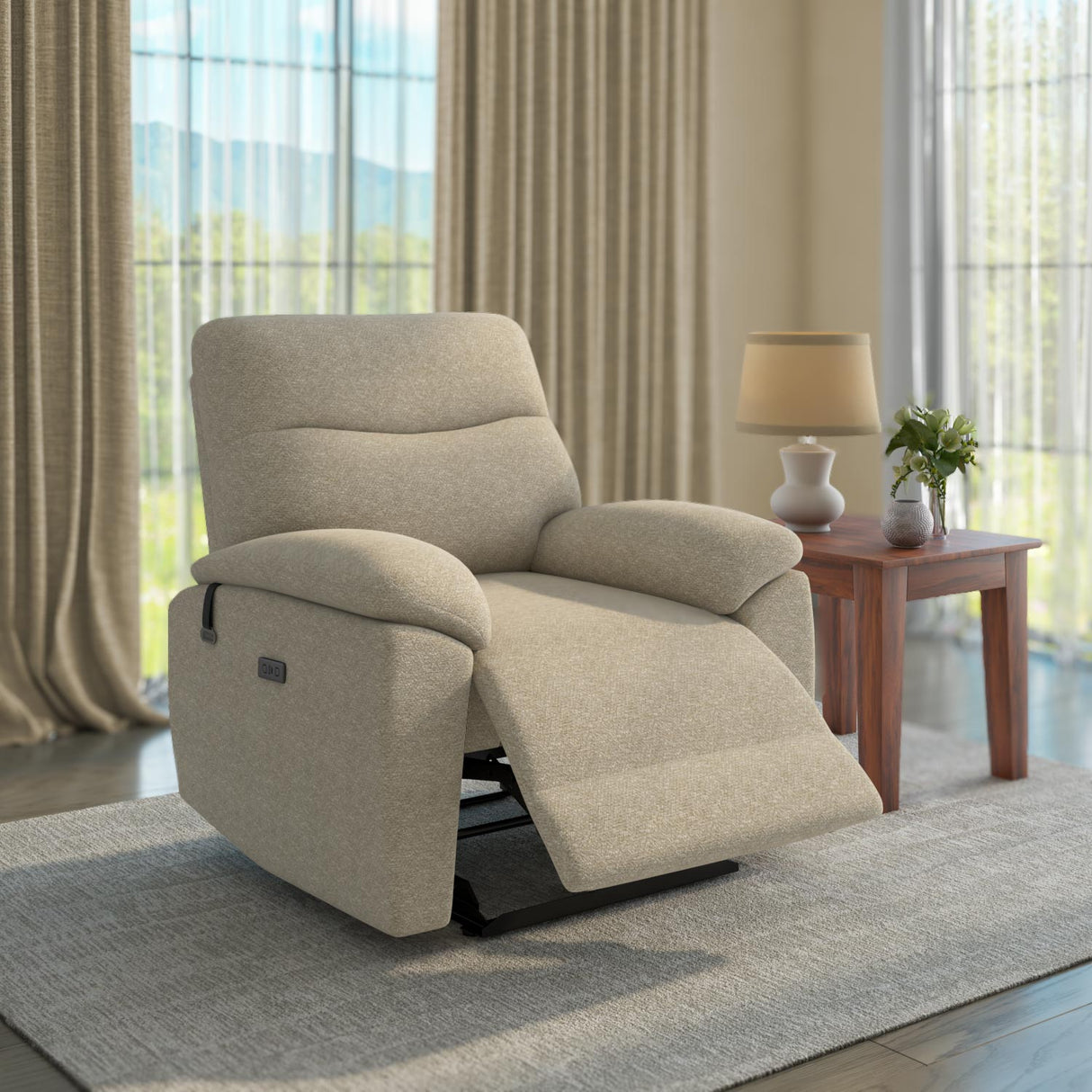 Wagner 1 Seater Electric Recliner Sofa- Beige