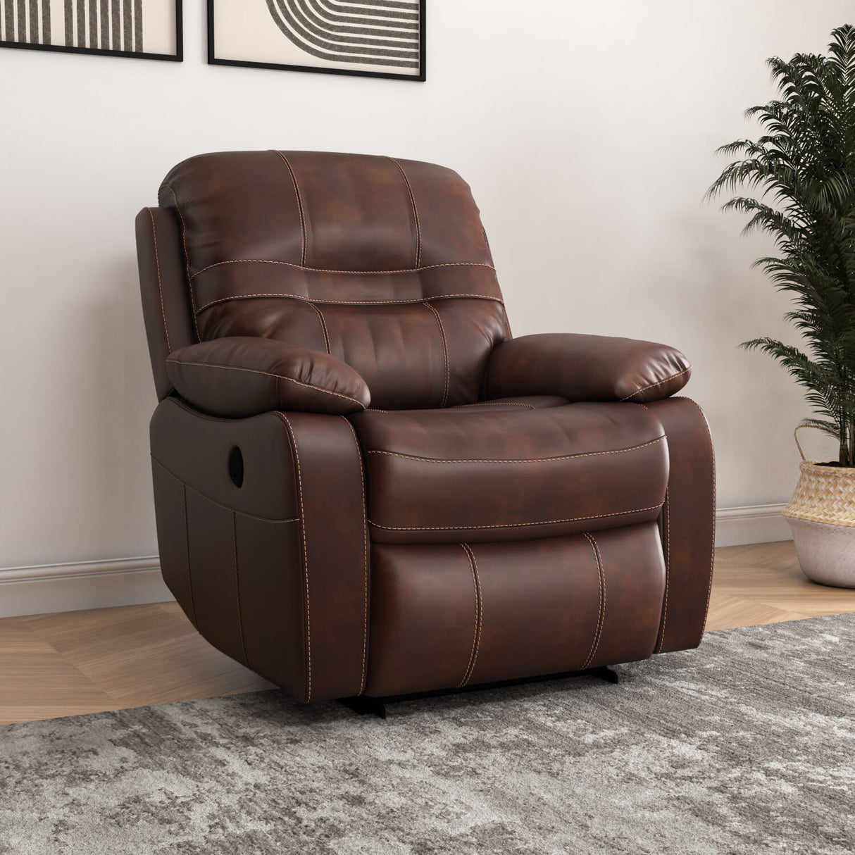 Wilson 1 Seater Sofa with Rocker Recliner (Brown)
