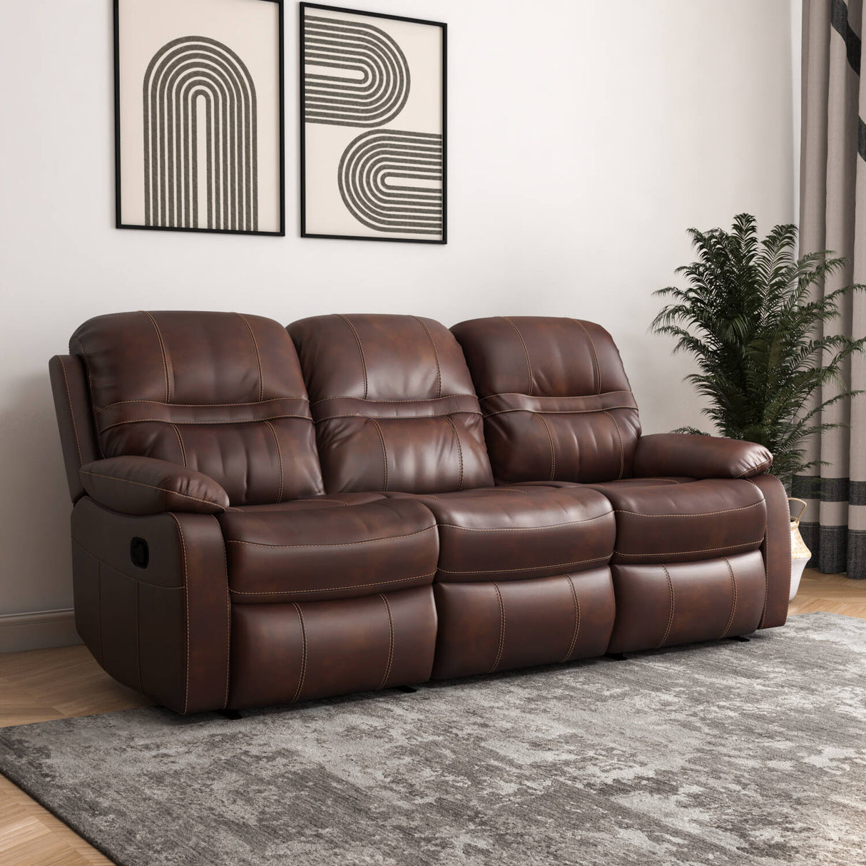 Wilson 3 Seater Manual Recliner (Brown)