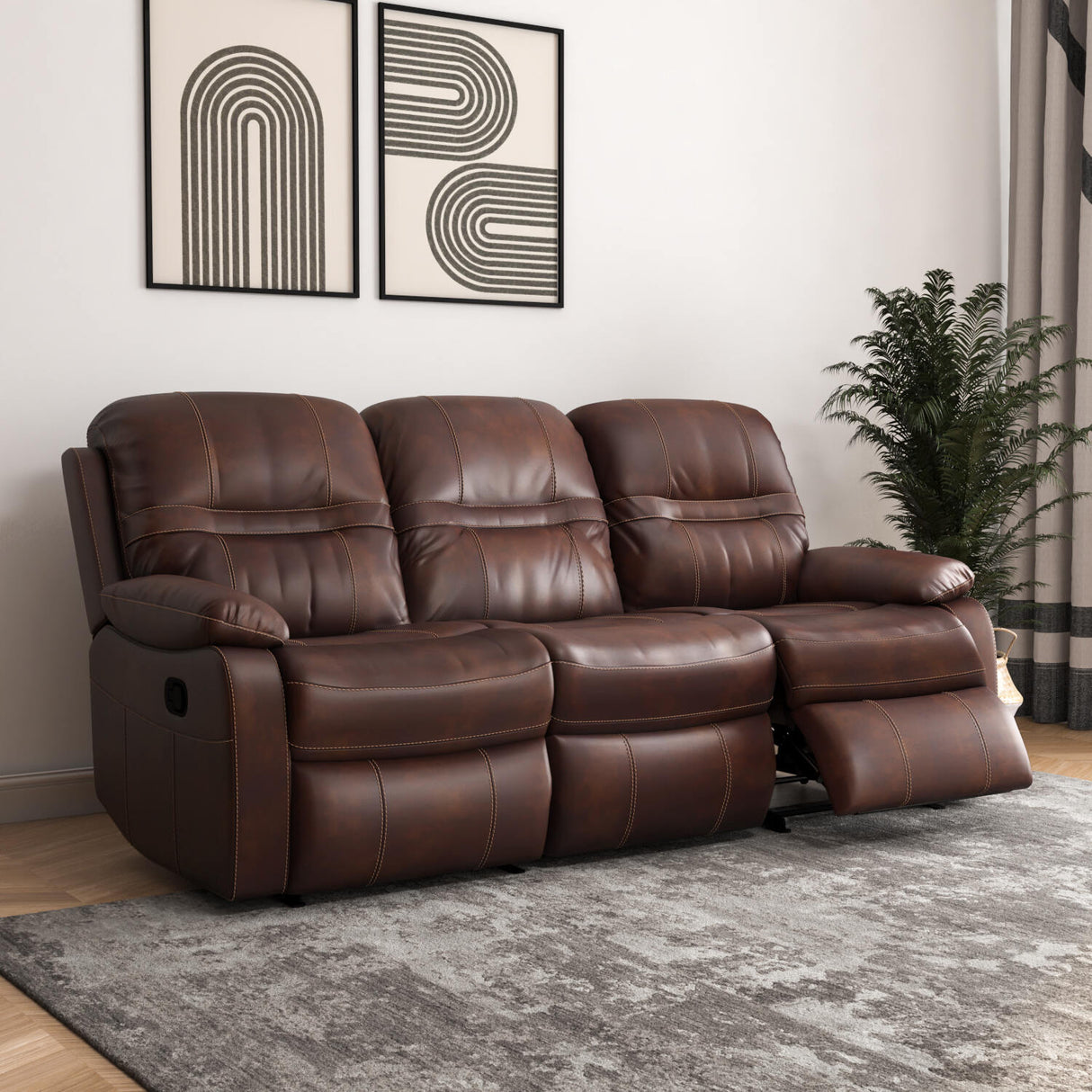 Wilson 3 Seater Manual Recliner (Brown)