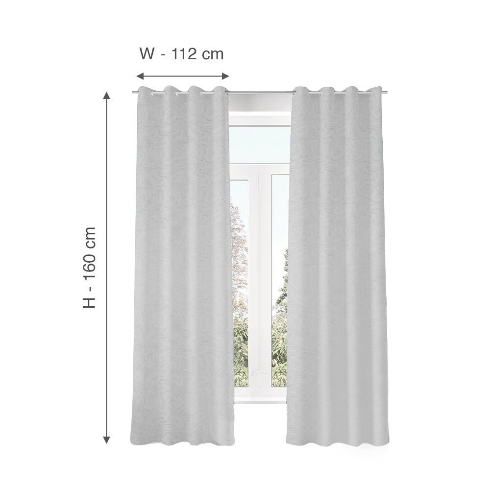 Leaf Design 5 Ft Polyester Window Curtains Set of 2 (Seagreen)
